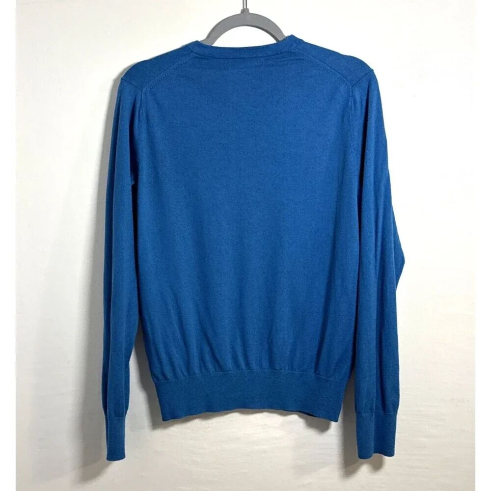 Banana Republic Men's Luxury Blend Blue V-Neck Sweater Silk Cashmere Blend Small